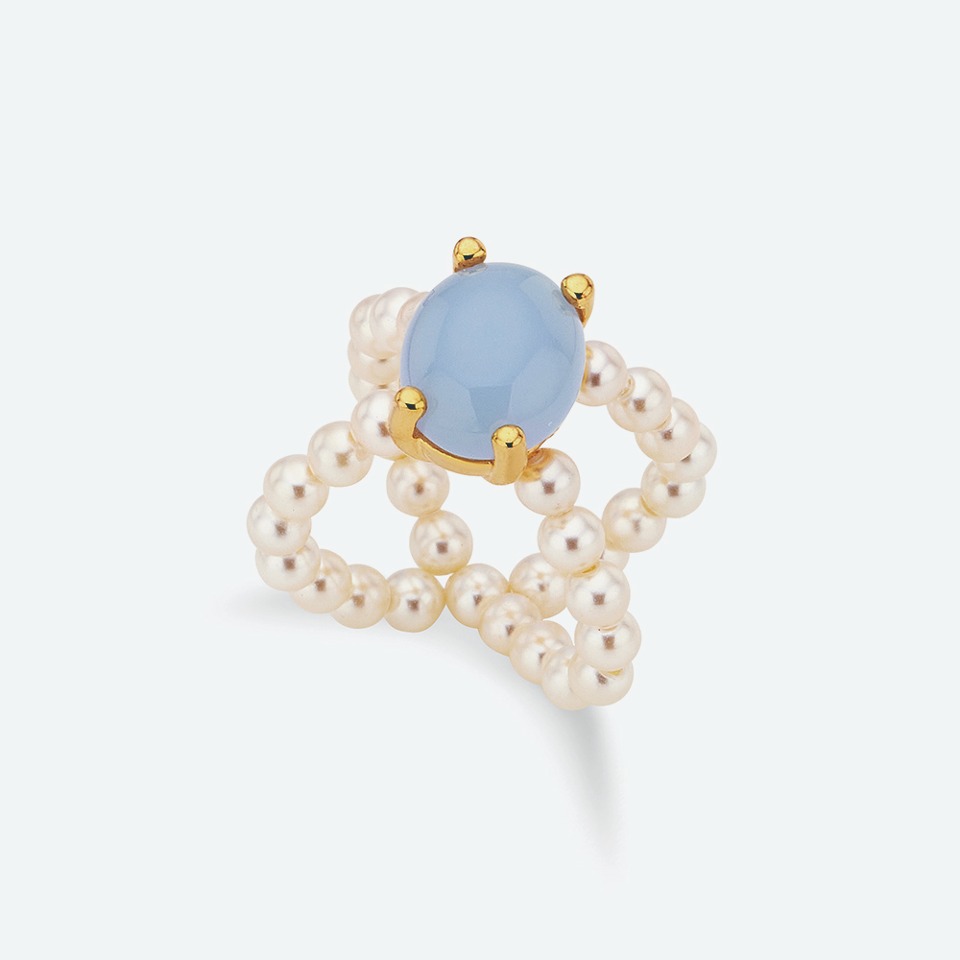 Nonna pearl ring, LAKE BLUE