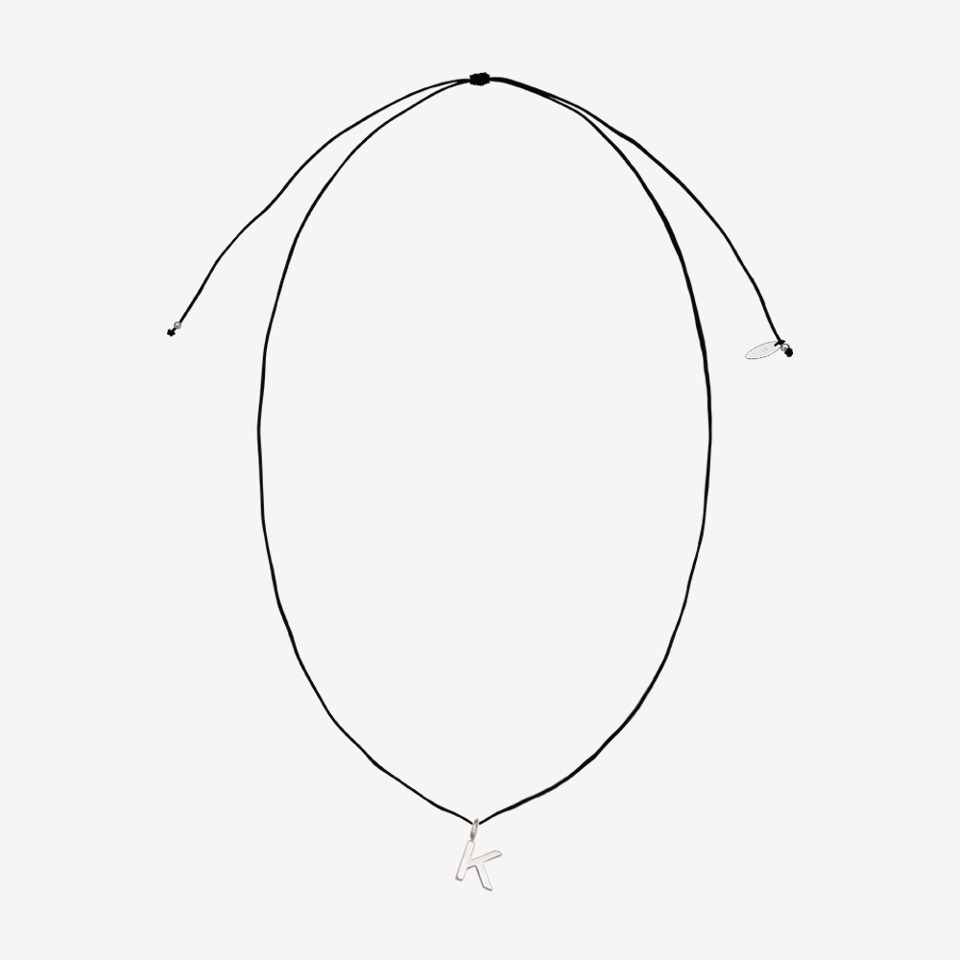 [이니셜선택/선물포장] Anniversary initial strap necklace, BLACK