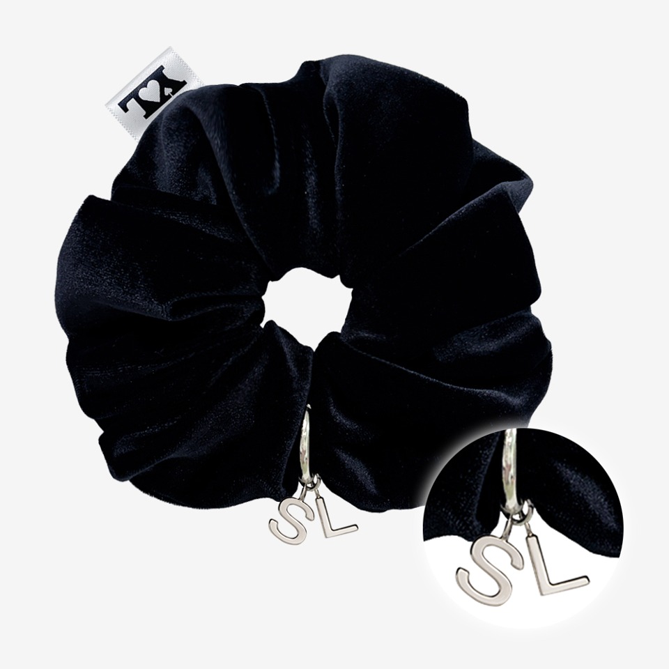 [이니셜 2개 선택/선물포장] Anniversary initial scrunchie, BLACK
