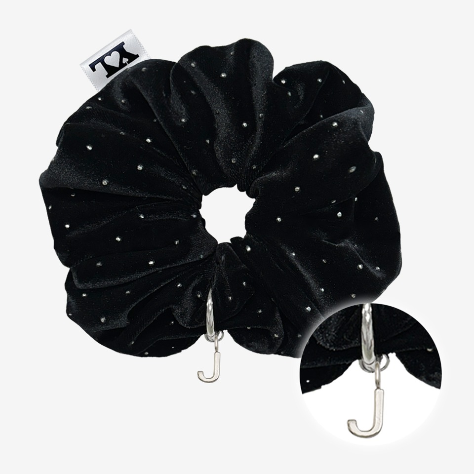 [이니셜 선택/선물포장] Anniversary initial scrunchie, BLACK DOT